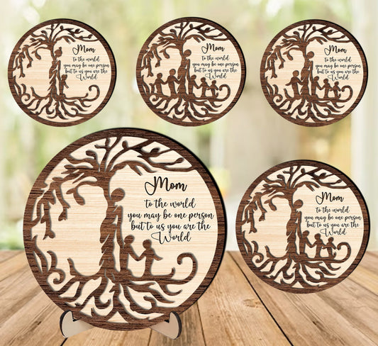 Mother Tree Laser Cut, Wooden Decorative stand, Layered Tree, Mothers Day Gift, Grandma