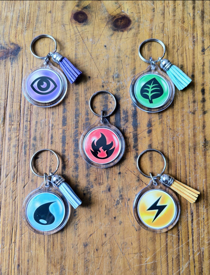 Real Pokémon Card Acrylic Keychain, Handmade Pokémon TCG Card Keyring with Matching Tassel, Recycled Geek Gift